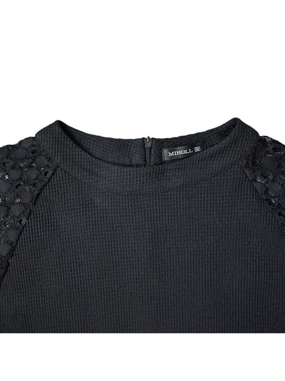 MIHOLL Lace Balloon Sleeve Casual Knit Mock Neck Top Size Medium - Picture 6 of 12